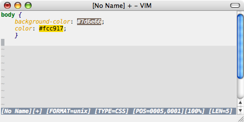 CSS color syntax file for vim