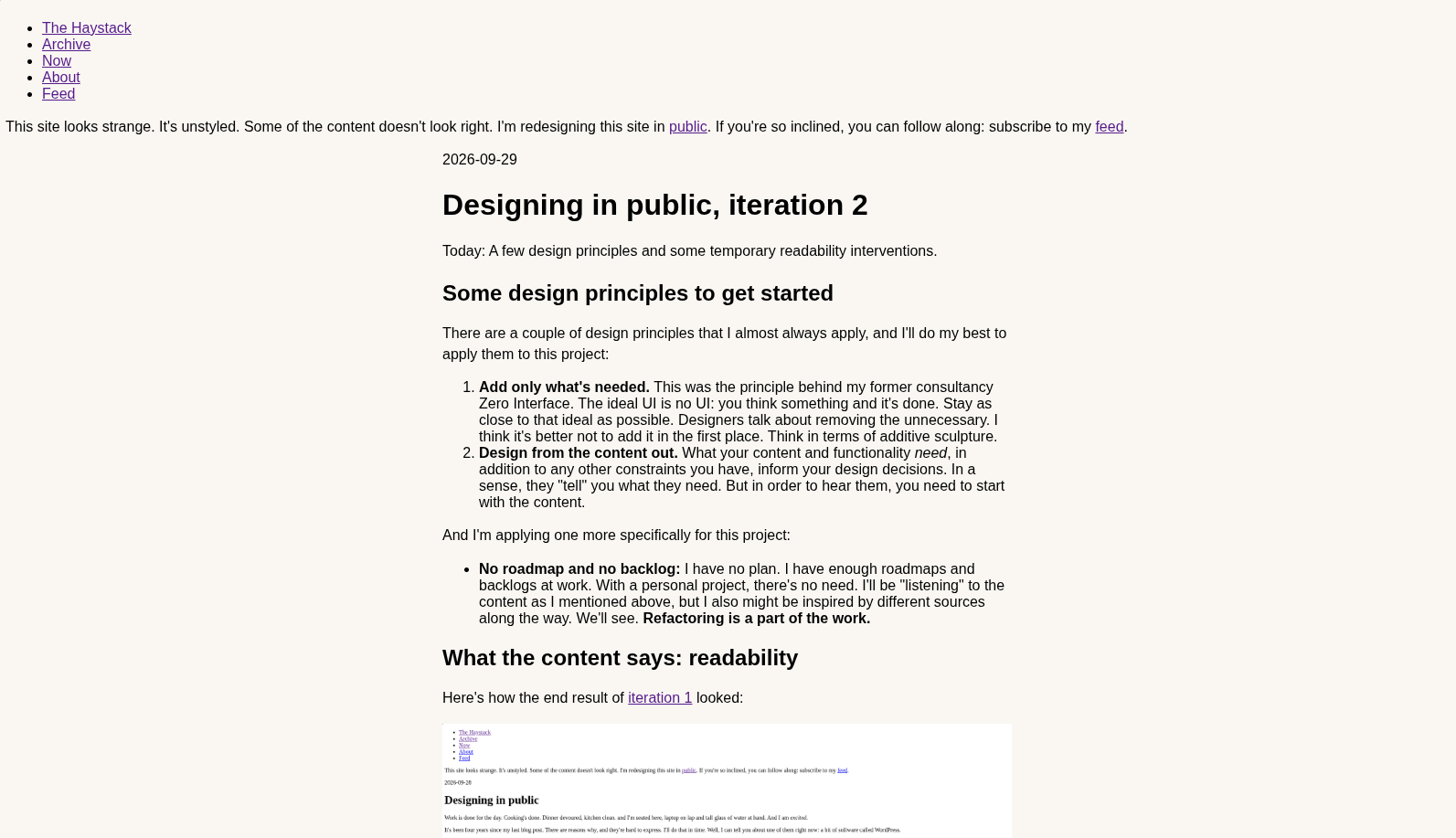 Web page with readable column width and line-height